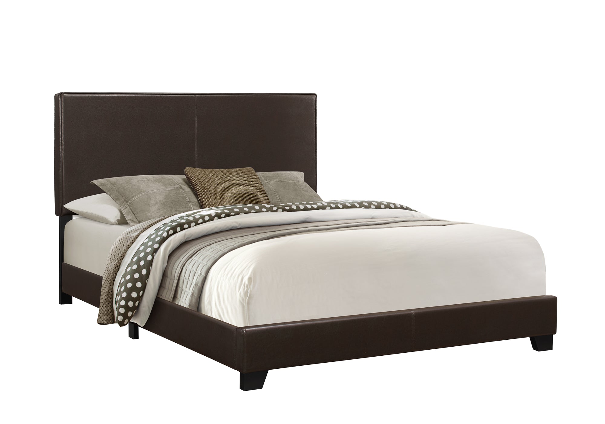 Brown Standard Bed Upholstered With Headboard