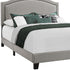 Solid Wood Queen Gray Upholstered Linen Bed With Nailhead Trim