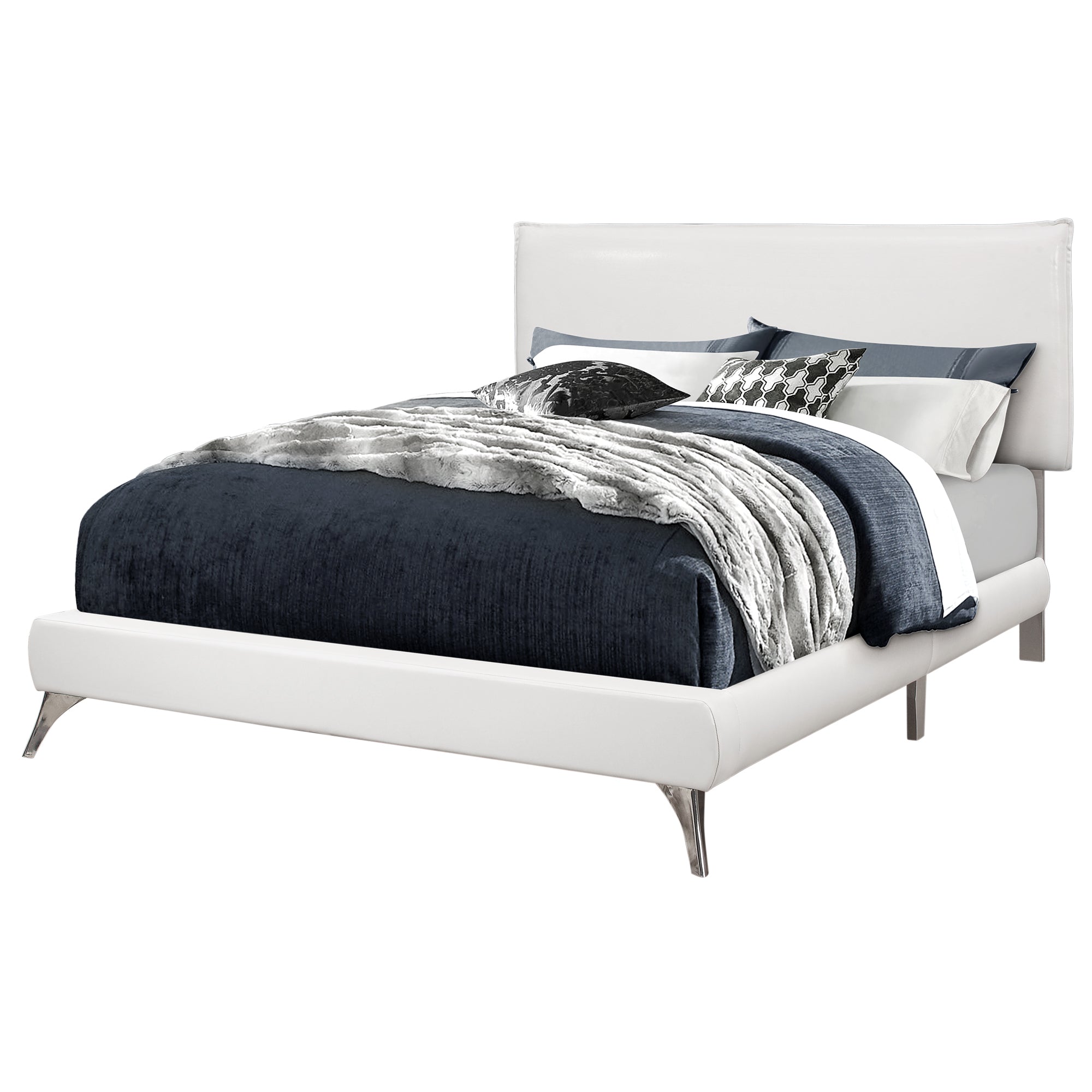 Solid Wood Queen White Linen Bed