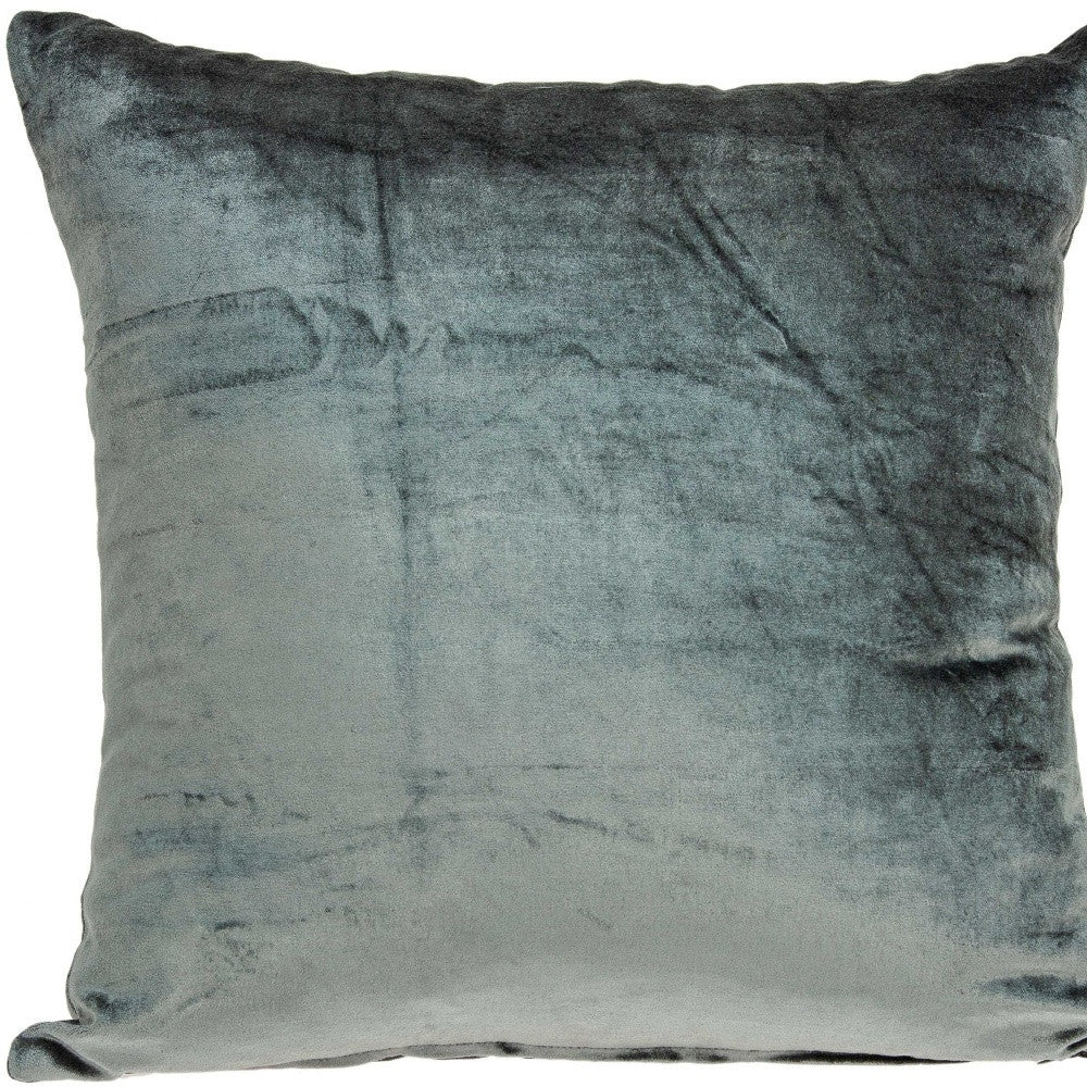 18" X 7" X 18" Transitional Charcoal Solid Pillow Cover With Poly Insert