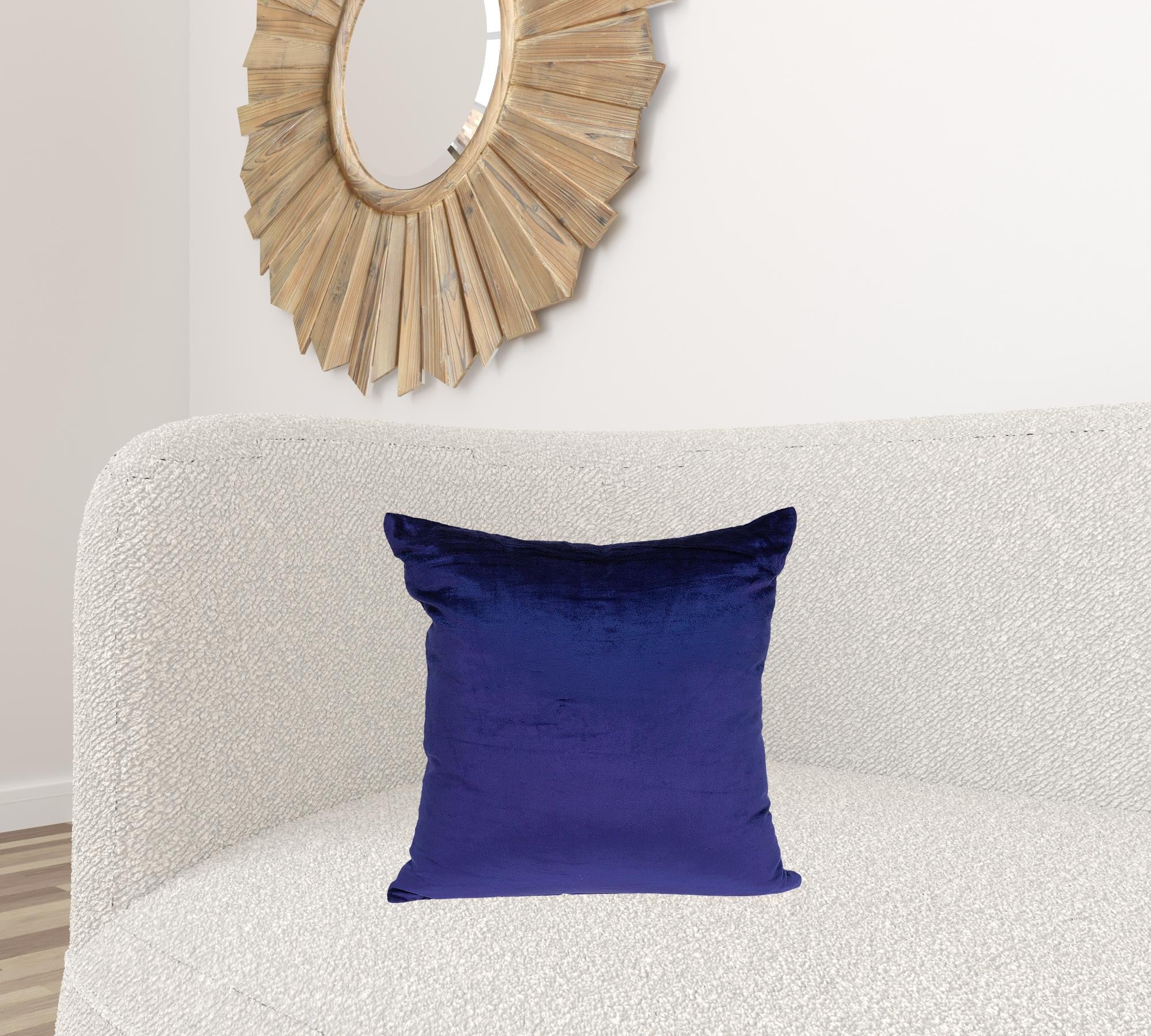 18" X 7" X 18" Transitional Royal Blue Solid Pillow Cover With Poly Insert