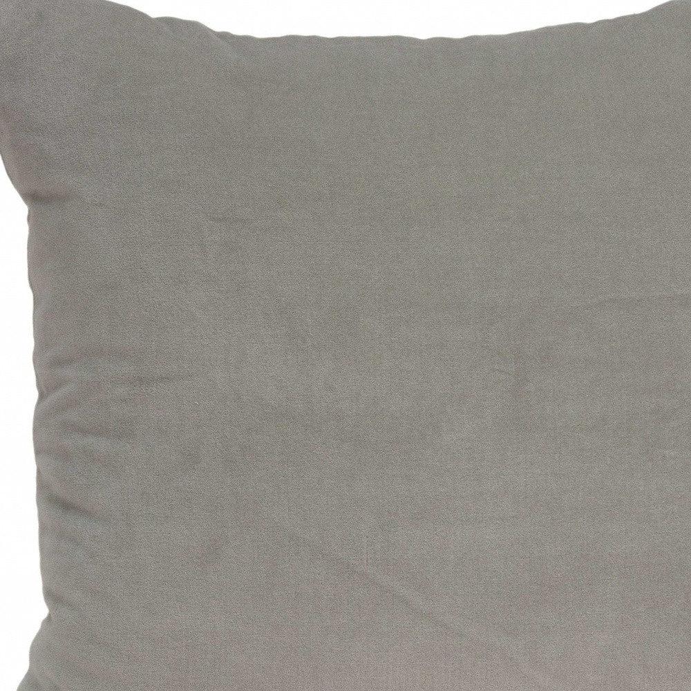 18" X 7" X 18" Transitional Gray Solid Pillow Cover With Poly Insert