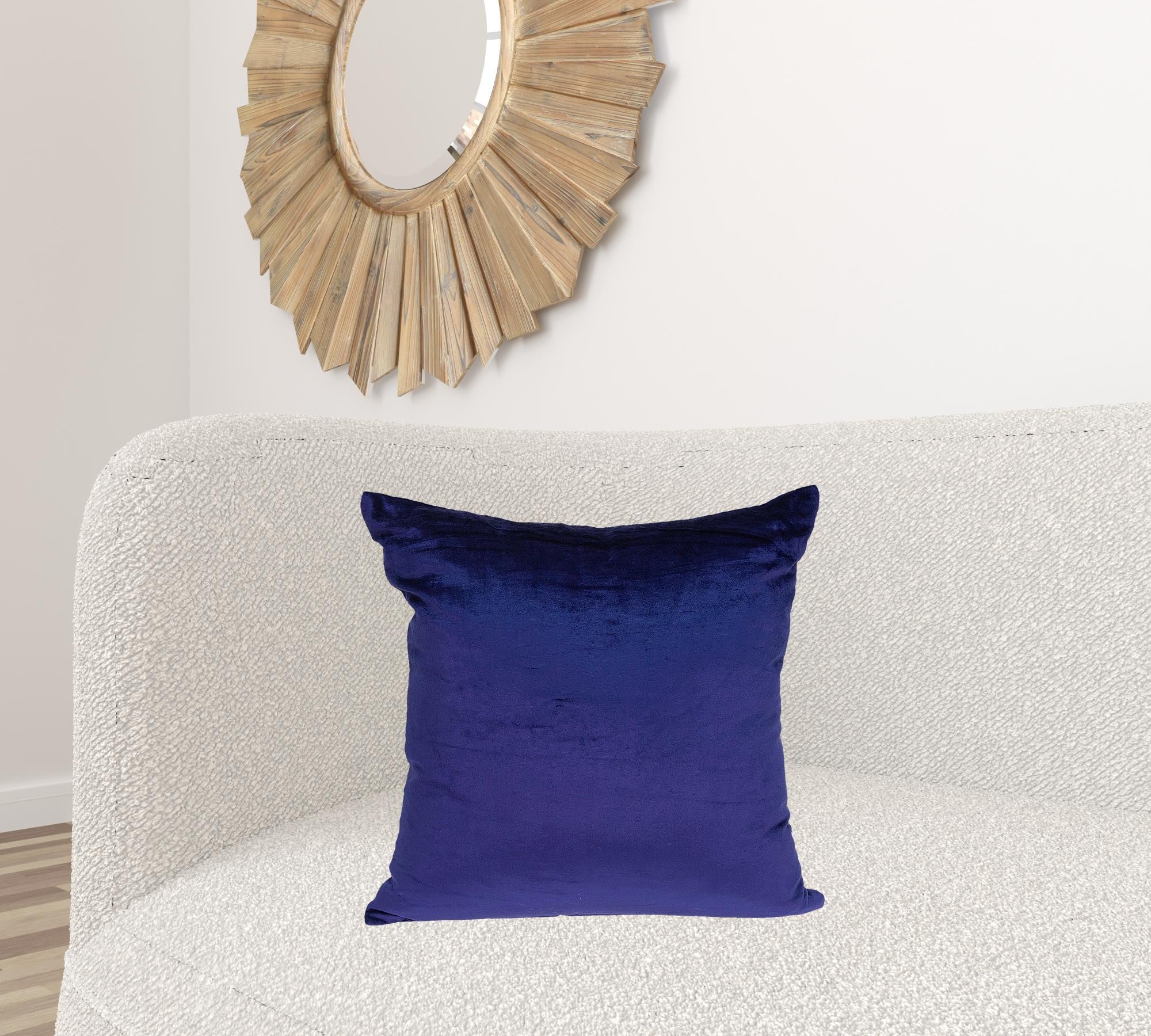 20" X 7" X 20" Transitional Royal Blue Solid Pillow Cover With Poly Insert