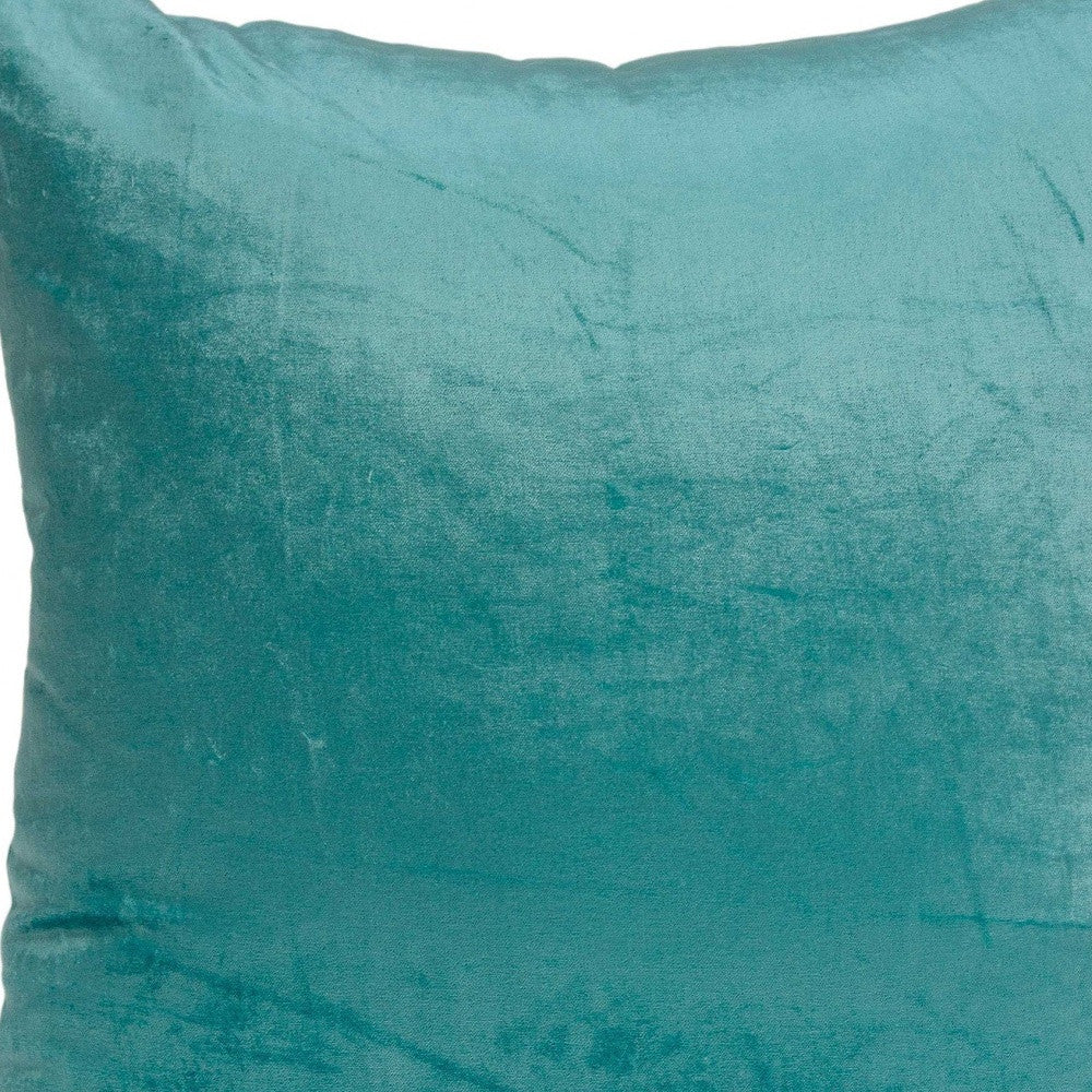 20" X 7" X 20" Transitional Aqua Solid Pillow Cover With Poly Insert