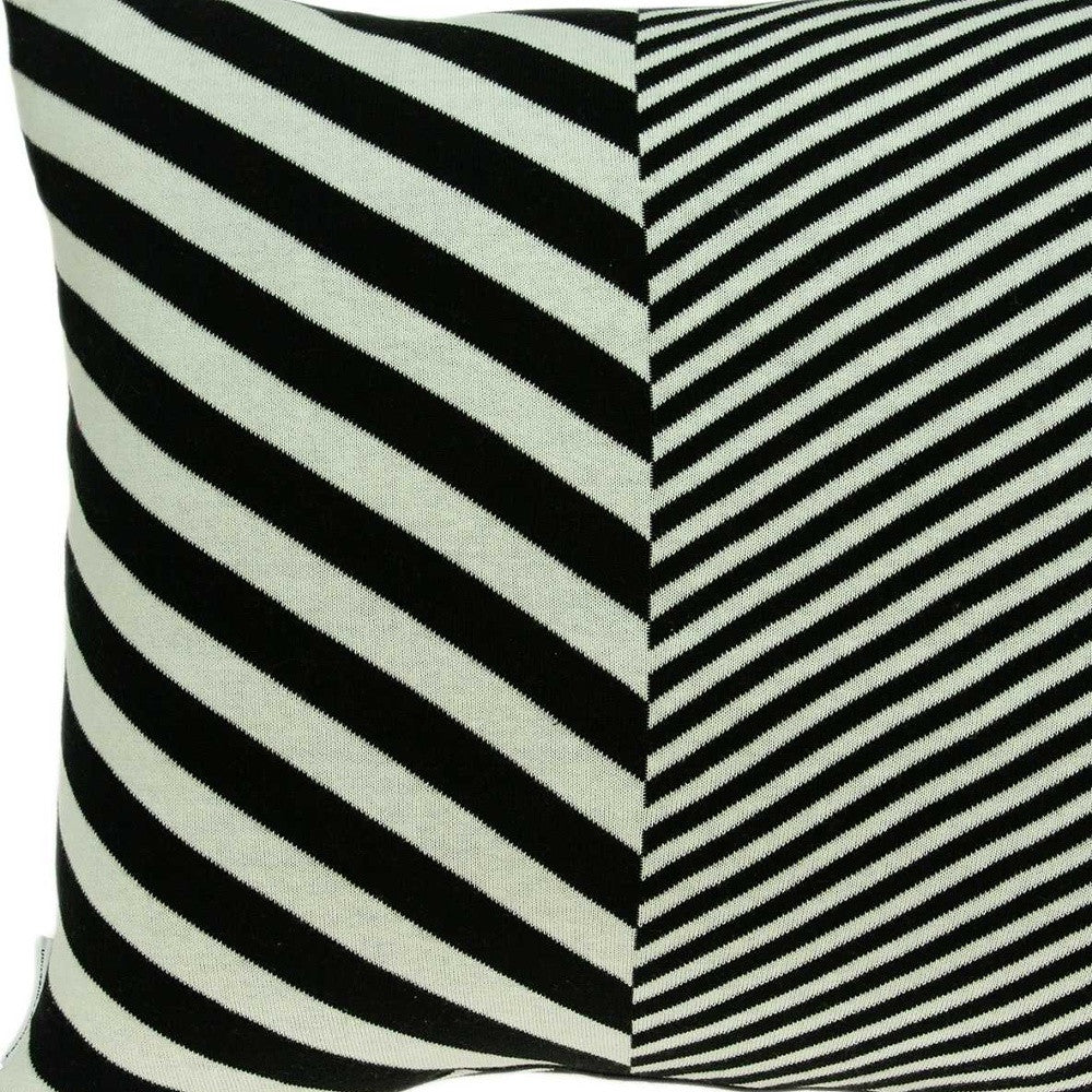 18" X 5" X 18" Transitional White & Black Pillow Cover With Poly Insert