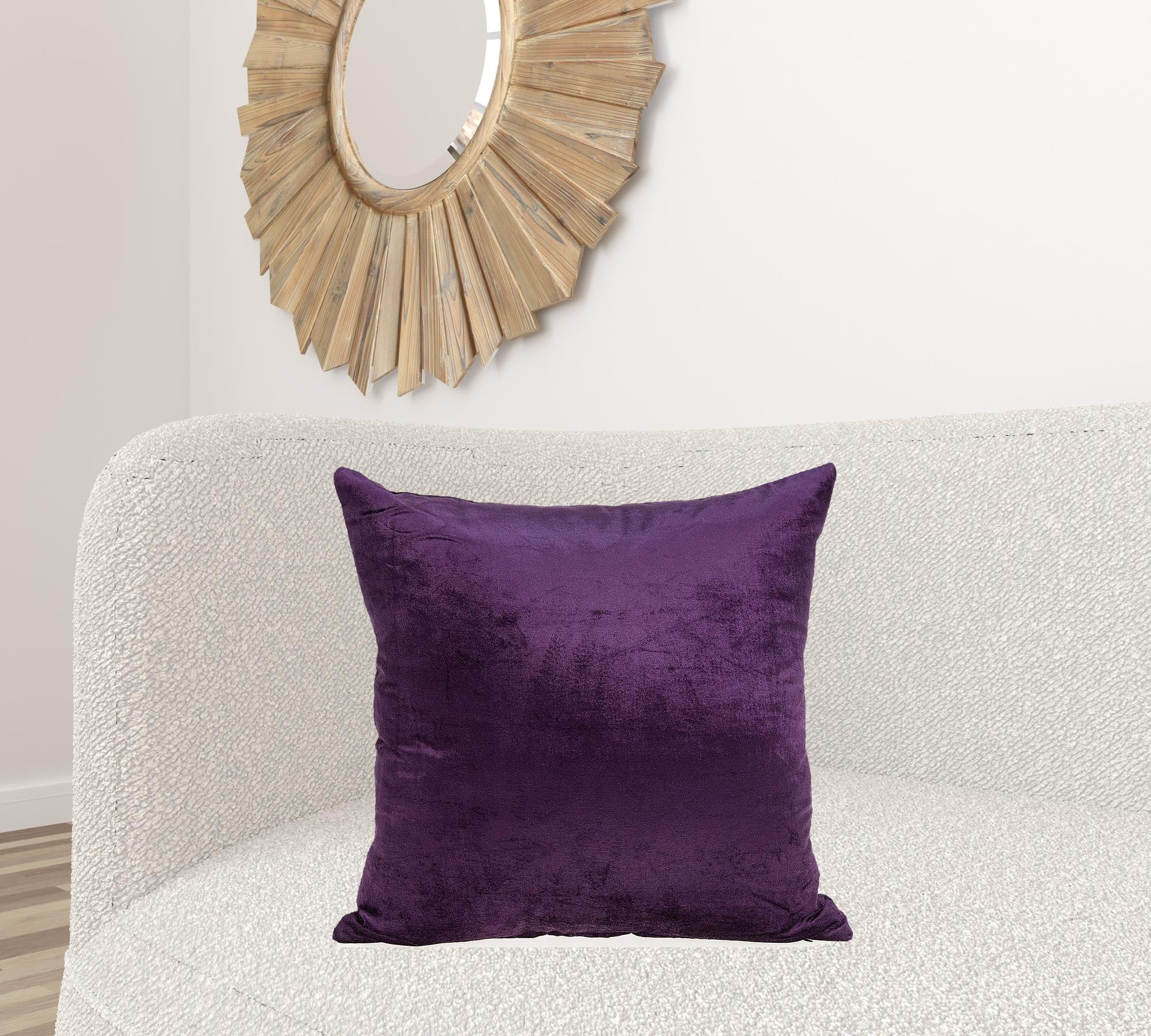 22" X 7" X 22" Transitional Purple Solid Pillow Cover With Poly Insert