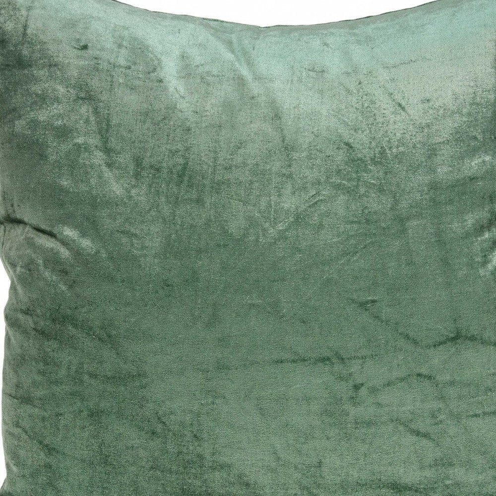 22" X 7" X 22" Transitional Green Solid Pillow Cover With Poly Insert