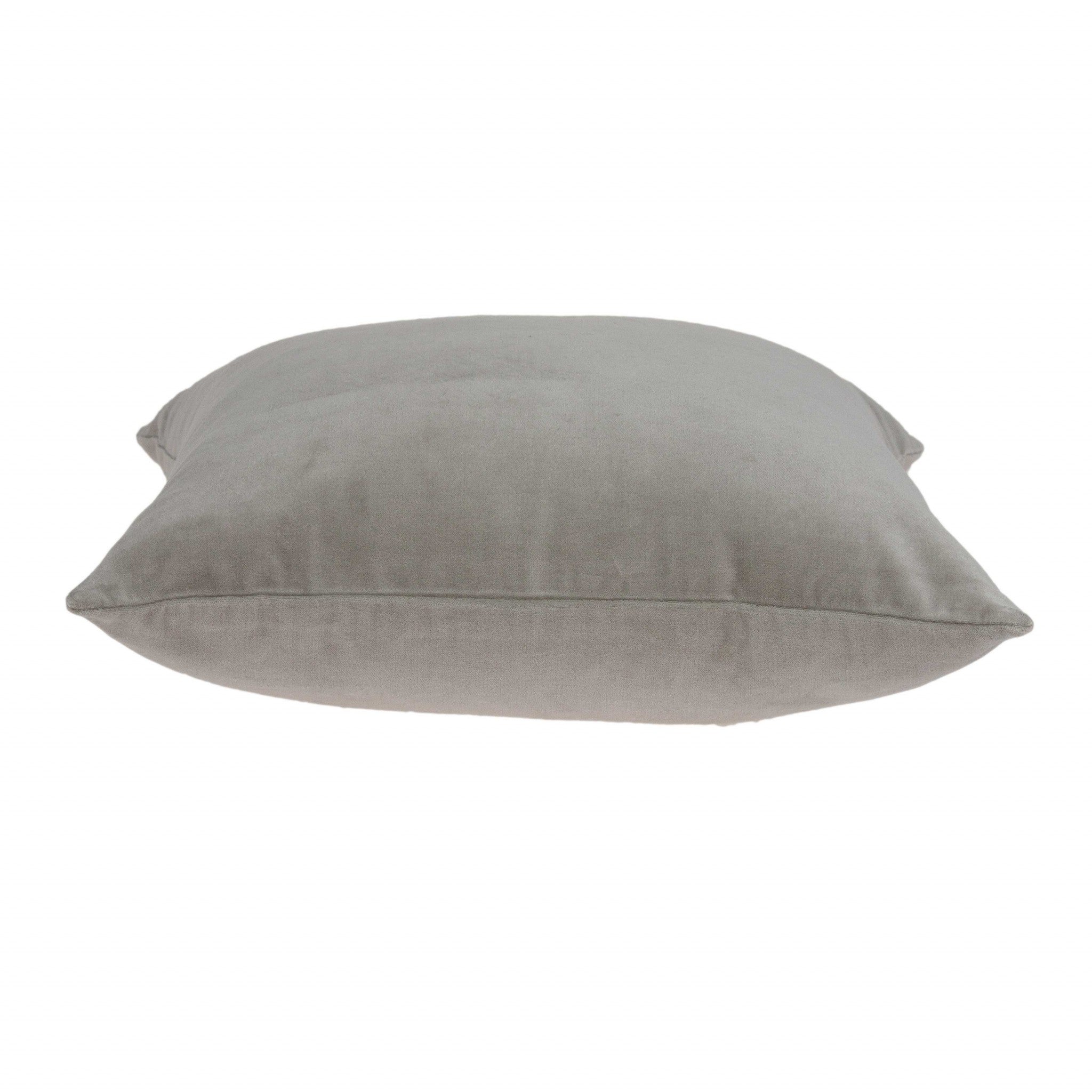 22" X 7" X 22" Transitional Gray Solid Pillow Cover With Poly Insert