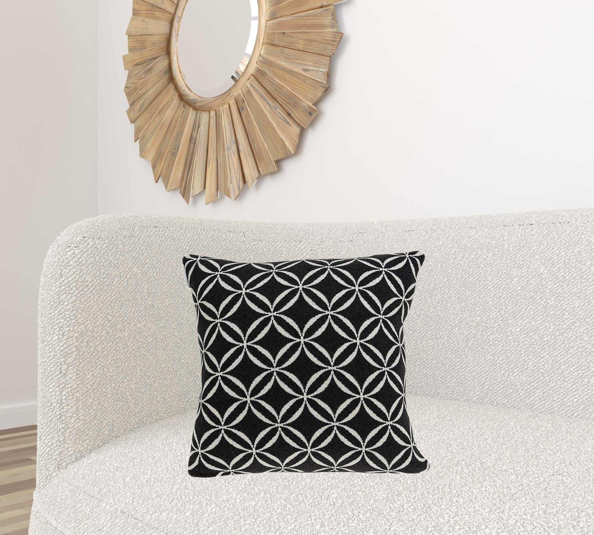 20" X 7" X 20" Transitional Black Pillow Cover With Poly Insert