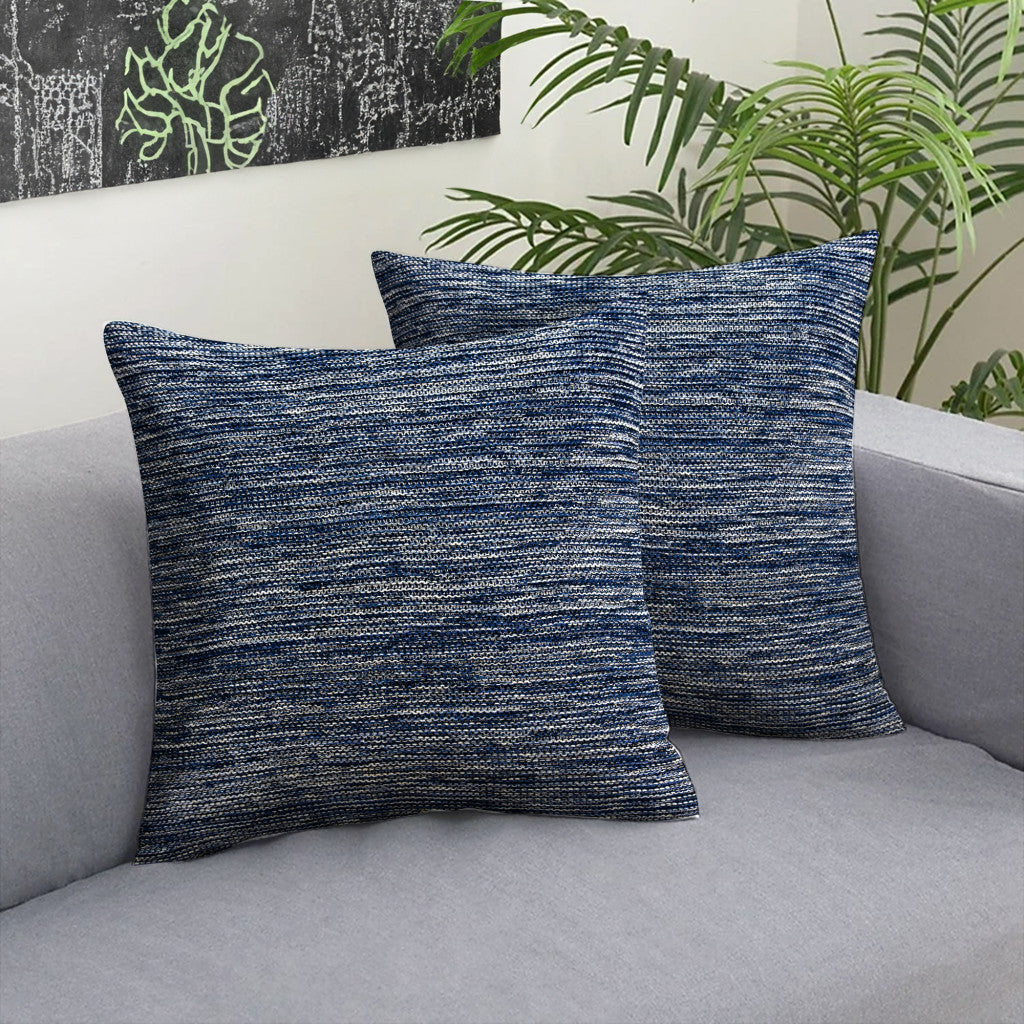 20" Blue Woven Cotton Blend Throw Pillow