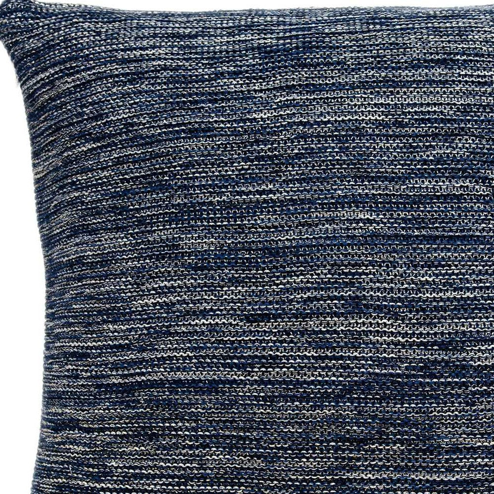 20" Blue Woven Cotton Blend Throw Pillow