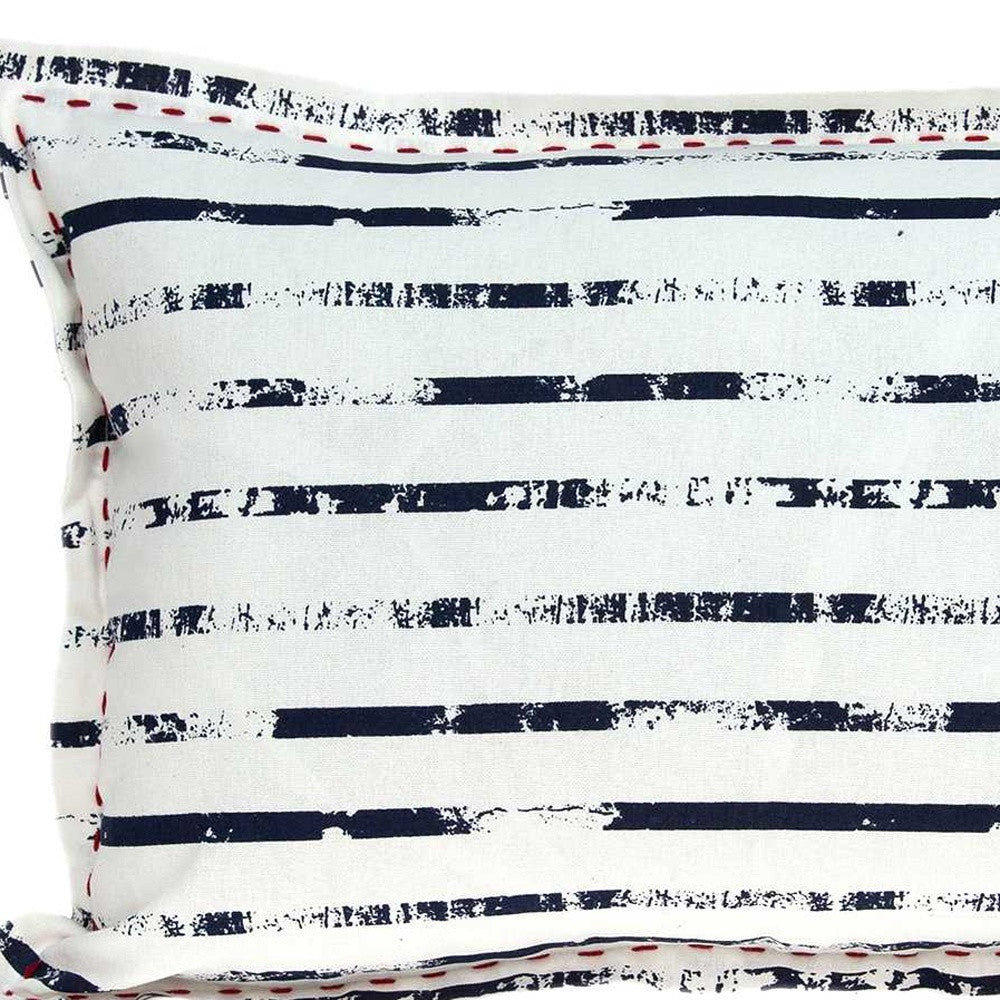 20" X 6" X 14" Nautical White Pillow Cover With Poly Insert