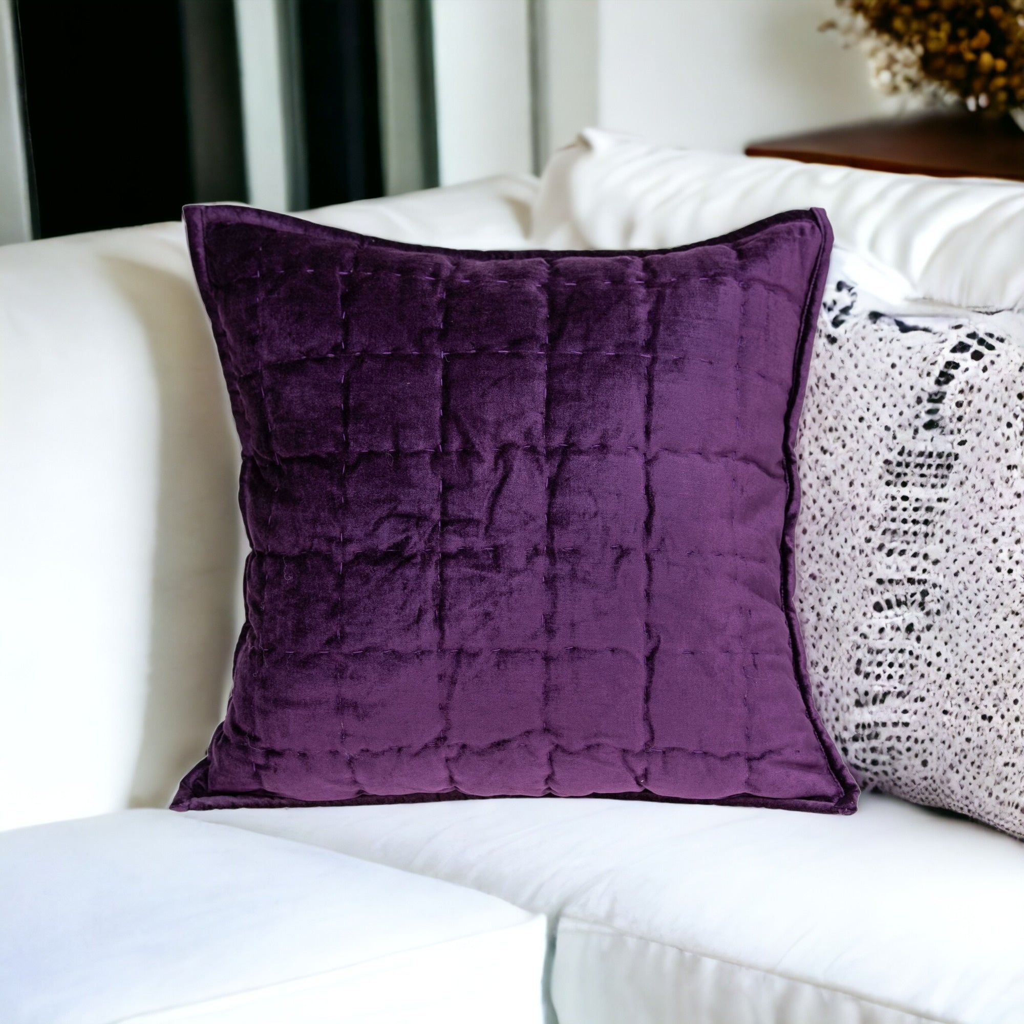 20" X 20" Purple Cotton Blend Zippered Pillow