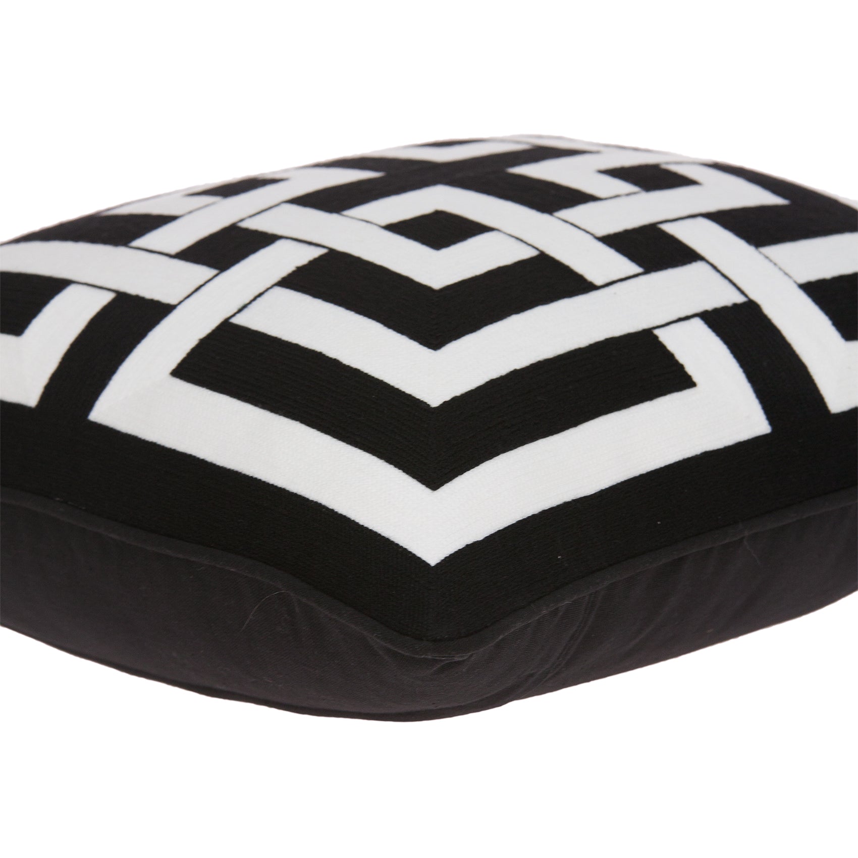 20" X 7" X 20" Transitional Black And White Pillow Cover With Poly Insert