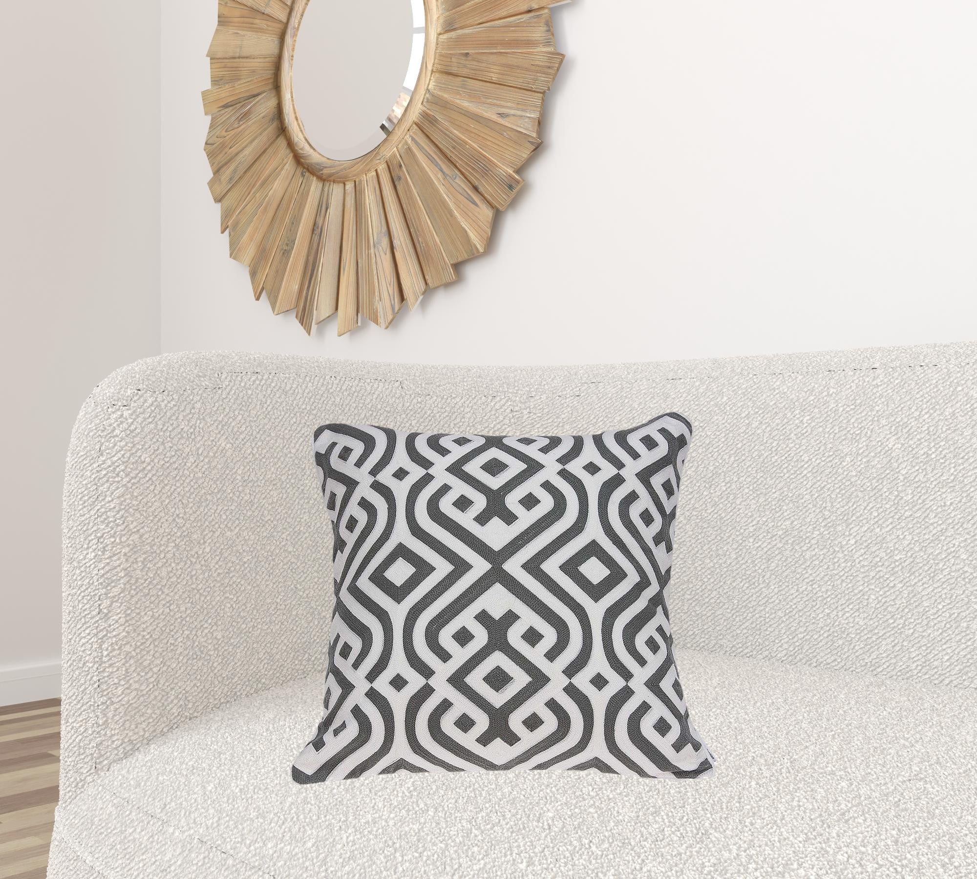 20" X 7" X 20" Gray And White Accent Pillow Cover With Poly Insert