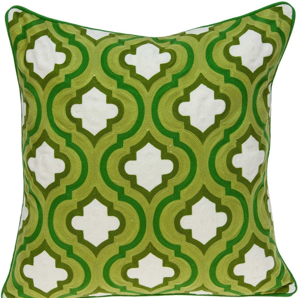 20" X 7" X 20" Cool Traditional Green And White Pillow Cover With Poly Insert