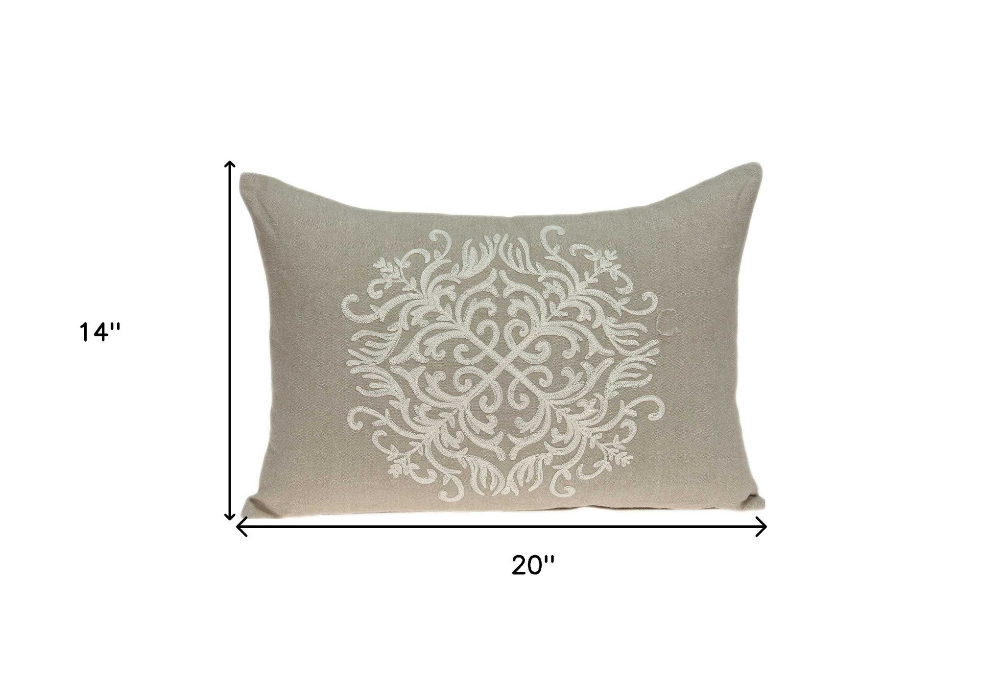 20" X 6" X 14" Traditional Beige Pillow With Poly Insert