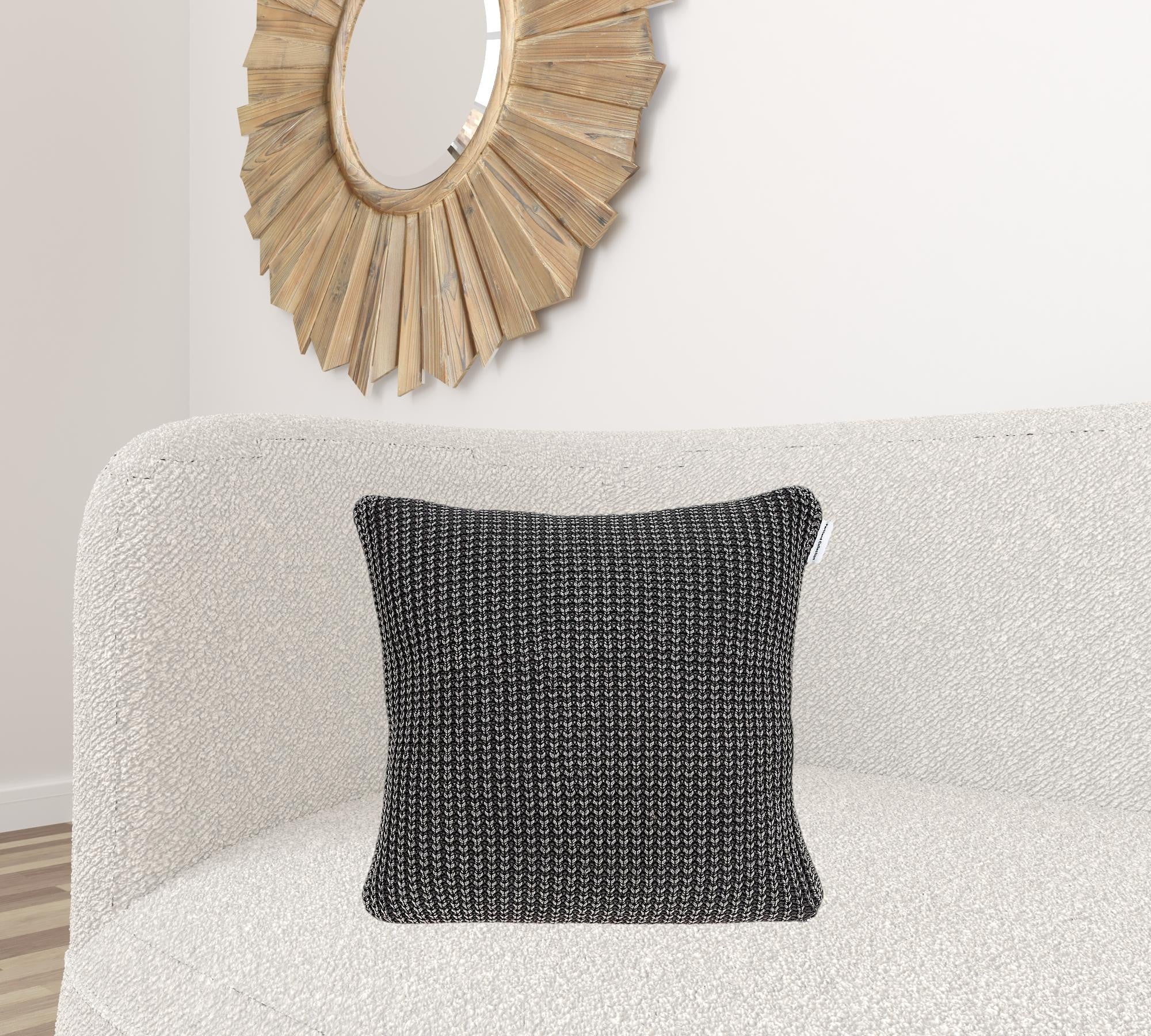 20" X 7" X 20" Transitional Charcoal Pillow Cover With Poly Insert