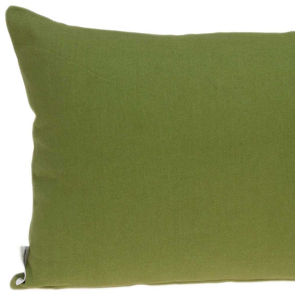 20" X 6" X 14" Tropical Green Cotton Pillow Cover With Poly Insert