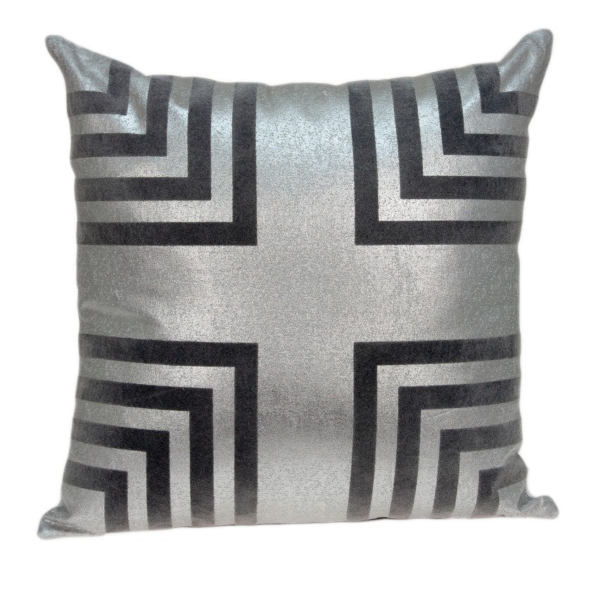 20" X 7" X 20" Transitional Gray Cotton Accent Pillow Cover With Poly Insert