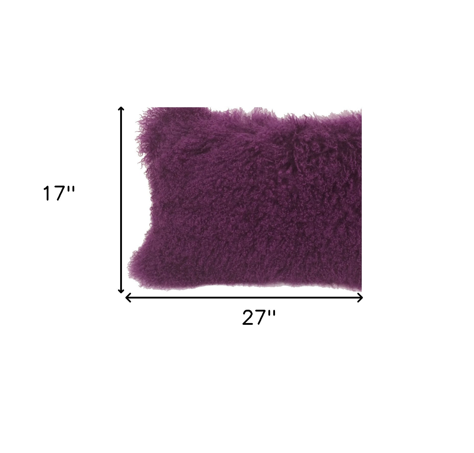 17" Purple Genuine Tibetan Lamb Fur Pillow With Microsuede Backing