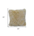 20" Gold Genuine Tibetan Lamb Fur Pillow With Microsuede Backing