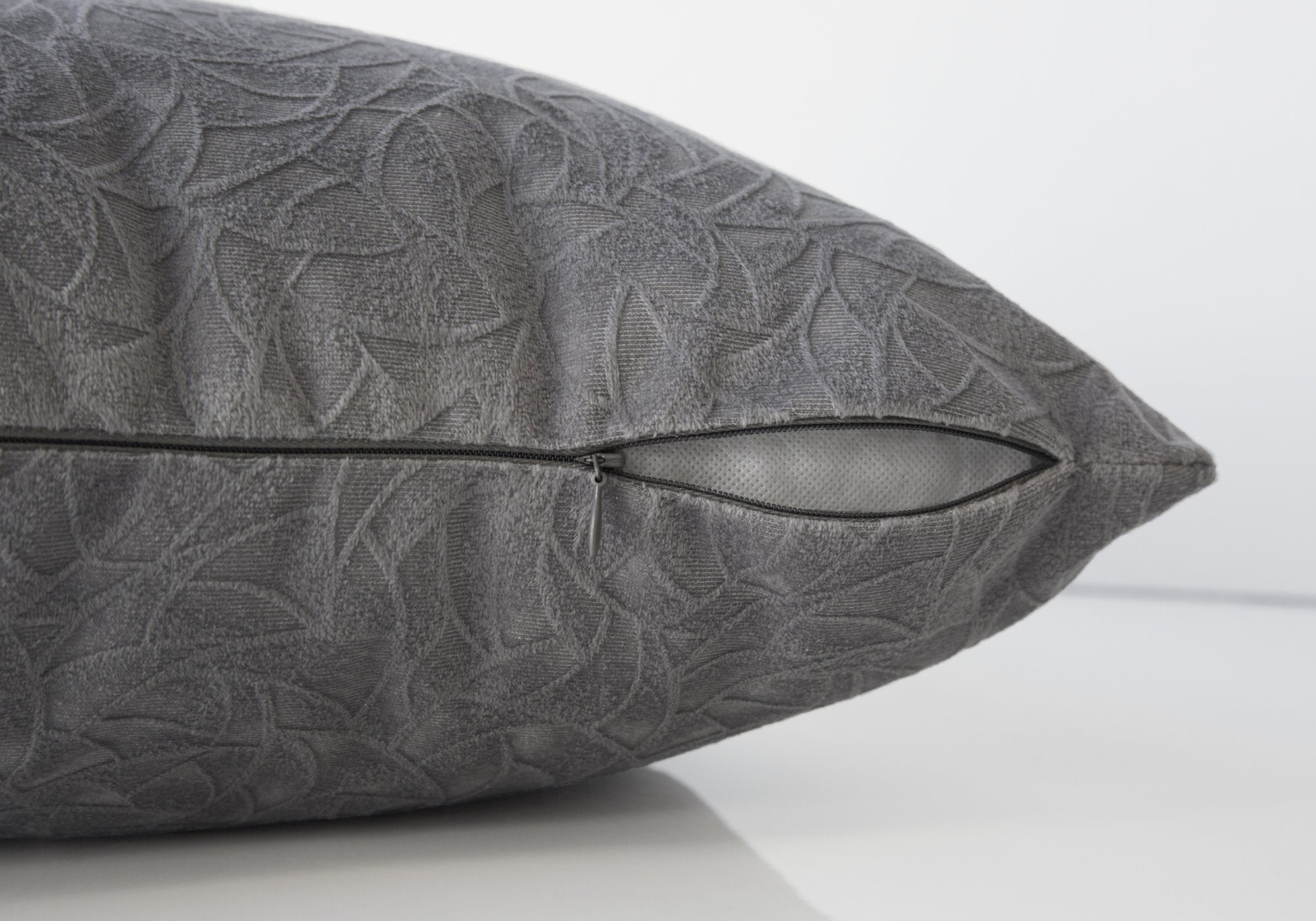 18" X 18" Taupe Velvet Polyester Abstract Zippered Pillow