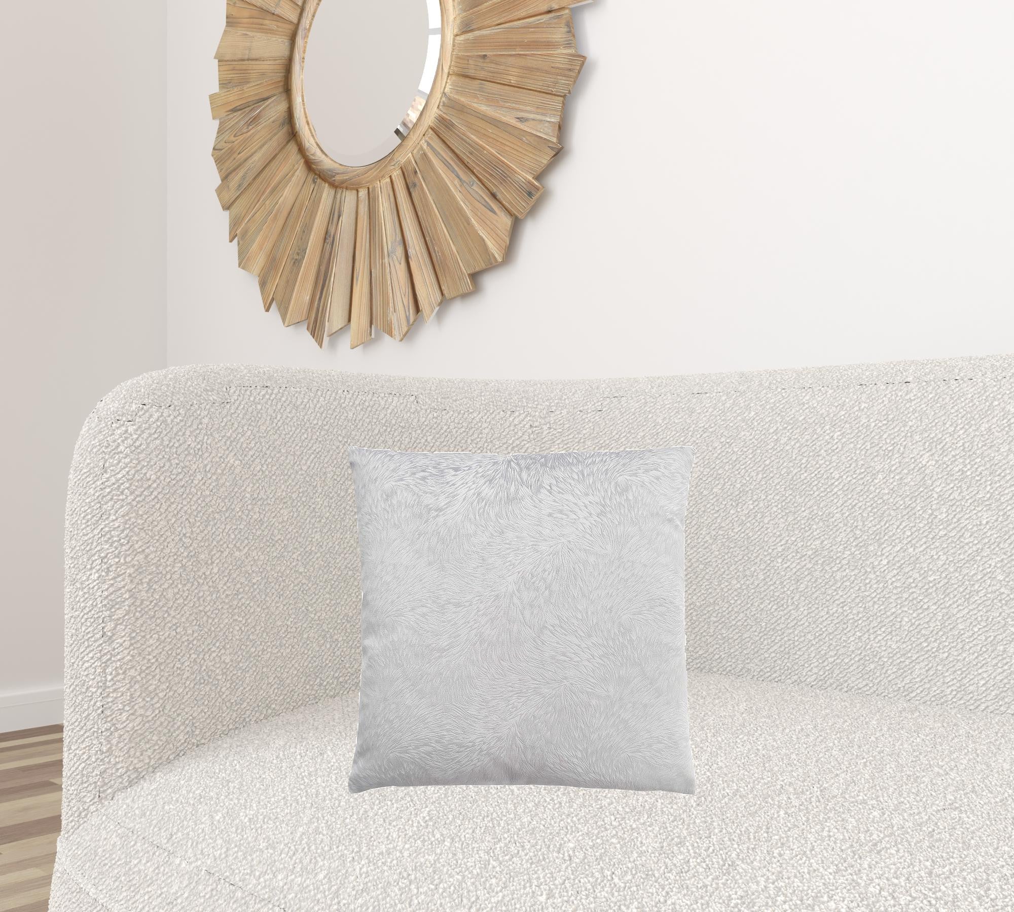 18" X 18" Taupe Velvet Polyester Feather Zippered Pillow