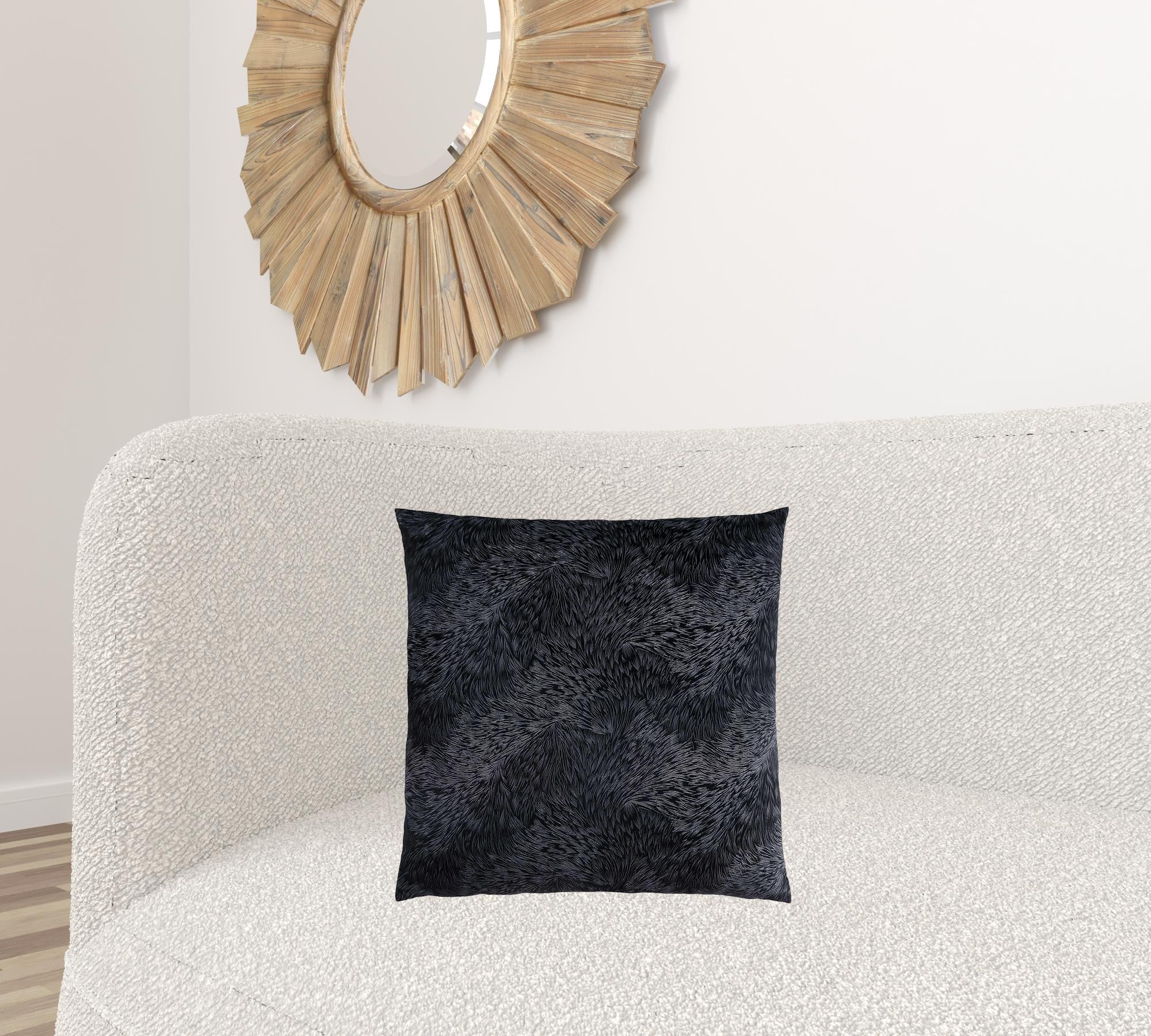 18" X 18" Taupe Velvet Polyester Feather Zippered Pillow