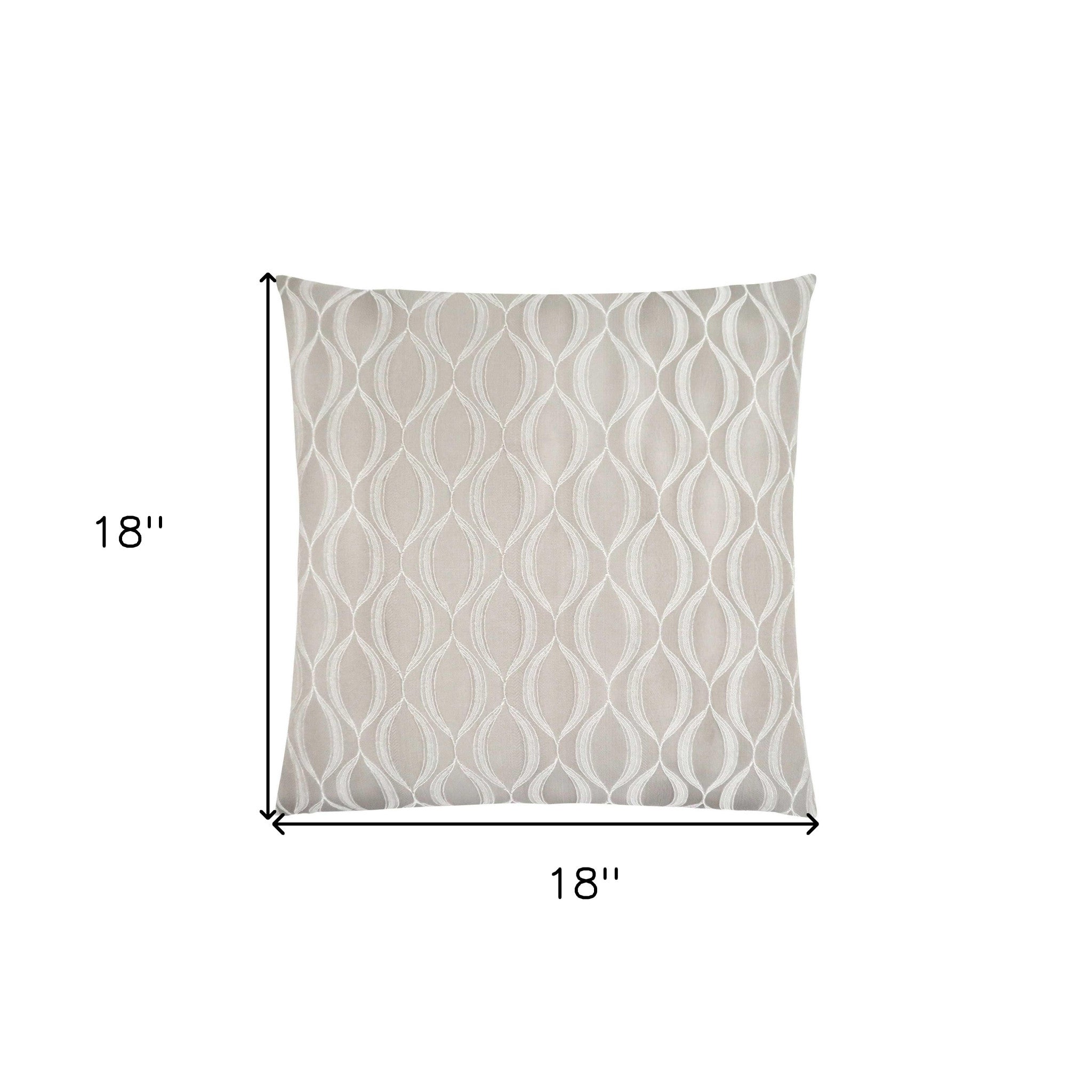 18" X 18" Taupe Polyester Ogee Zippered Pillow