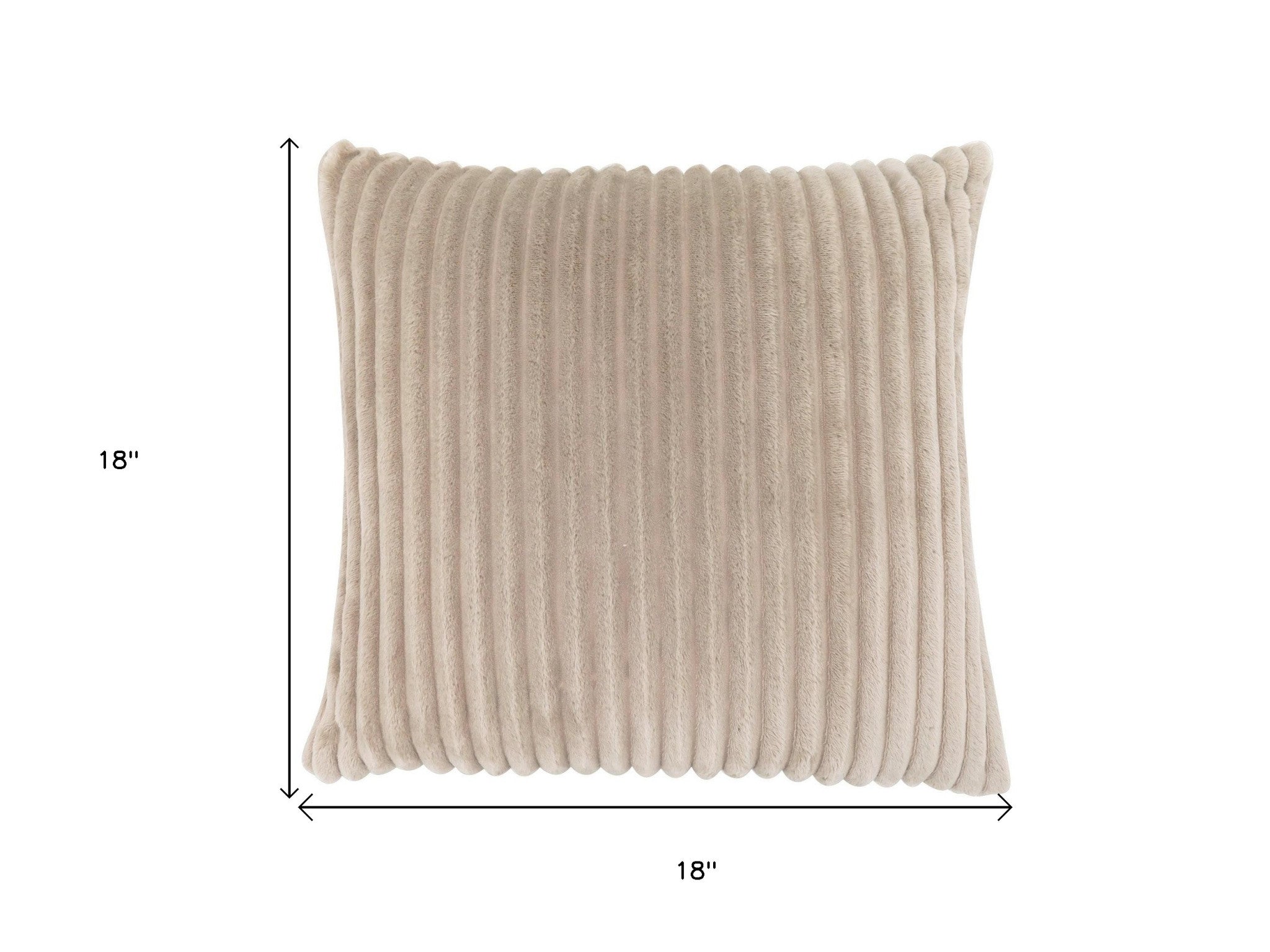 18" X 18" Beige Polyester Ribbed Zippered Pillow