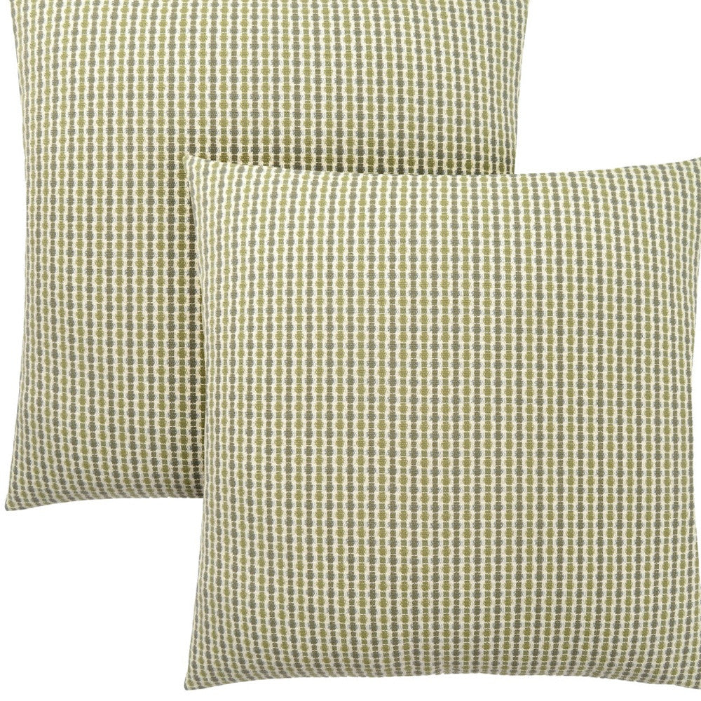 Set Of Two 18" X 18" Taupe Polyester Striped Zippered Pillow