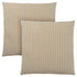 Set Of Two 18" X 18" Taupe Polyester Striped Zippered Pillow