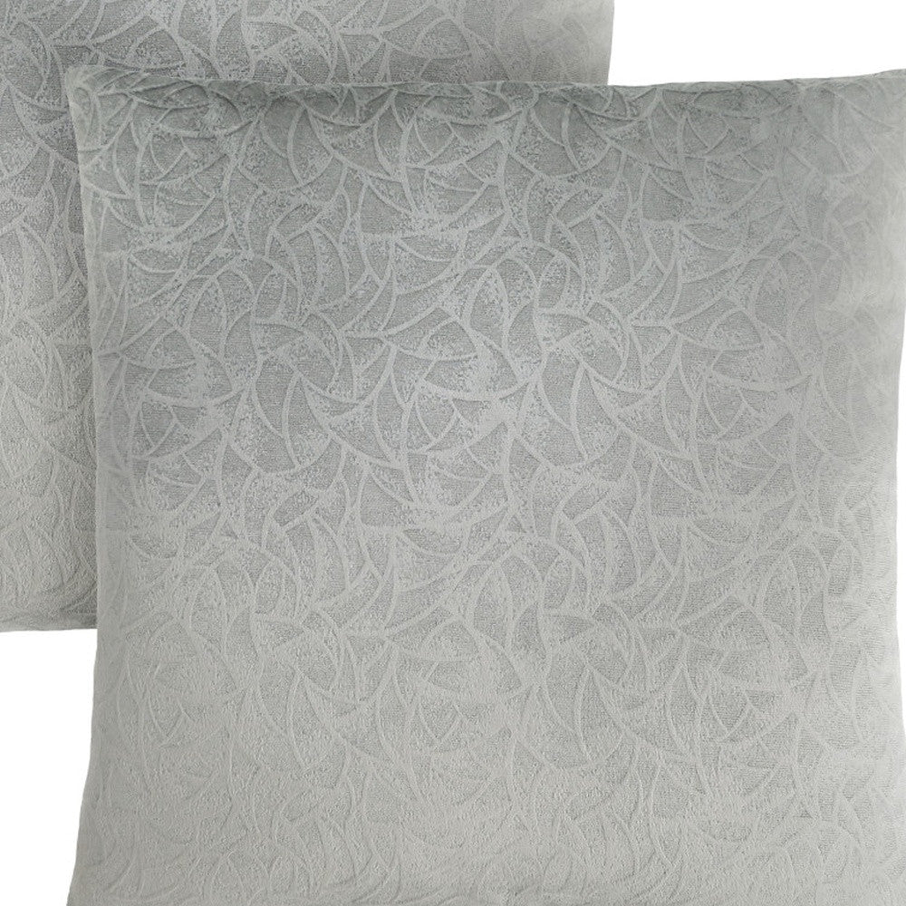 Set Of Two 18" X 18" Taupe Velvet Polyester Floral Zippered Pillow