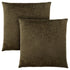 Set Of Two 18" X 18" Taupe Velvet Polyester Floral Zippered Pillow