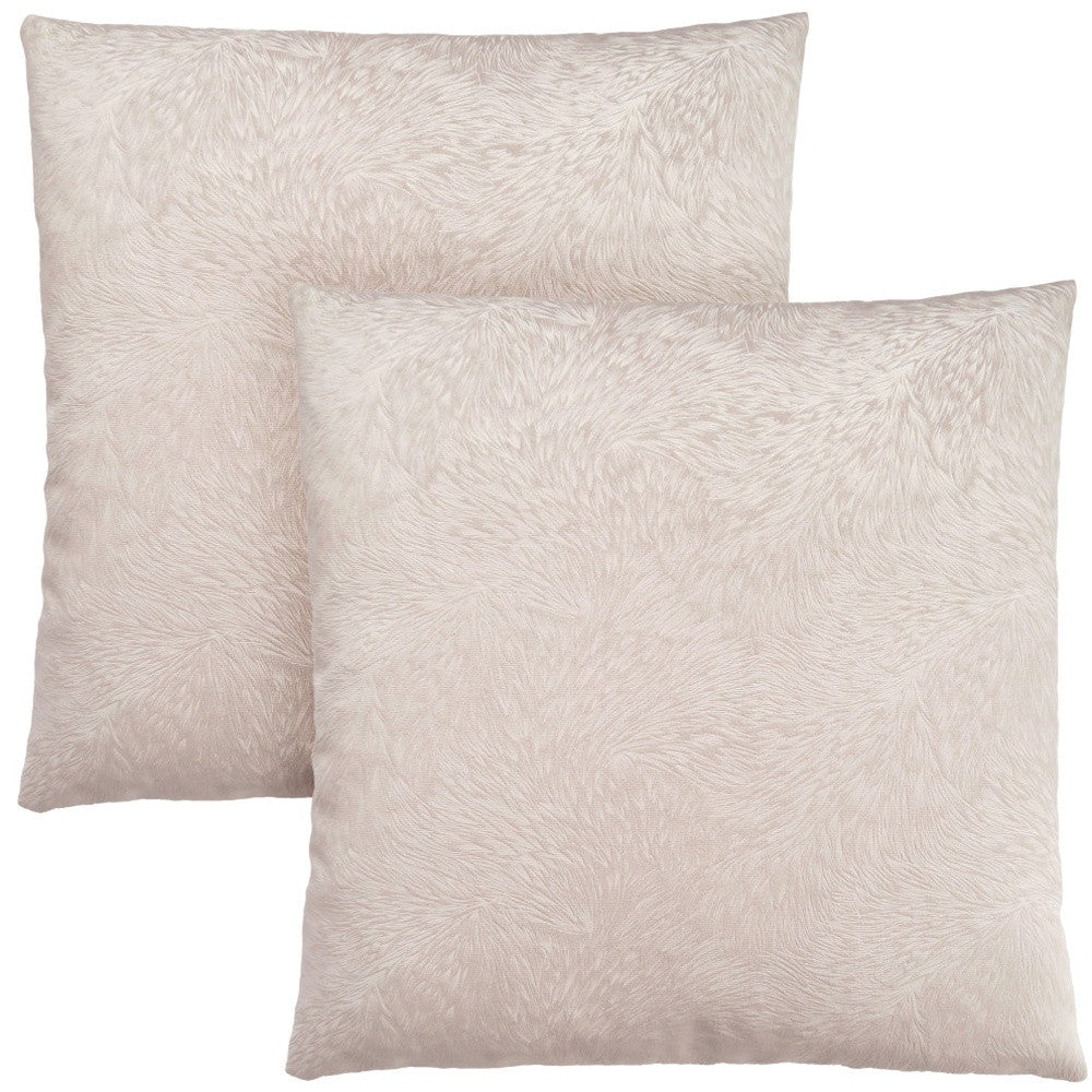 Set Of Two 18" X 18" Taupe Polyester Feather Zippered Pillow