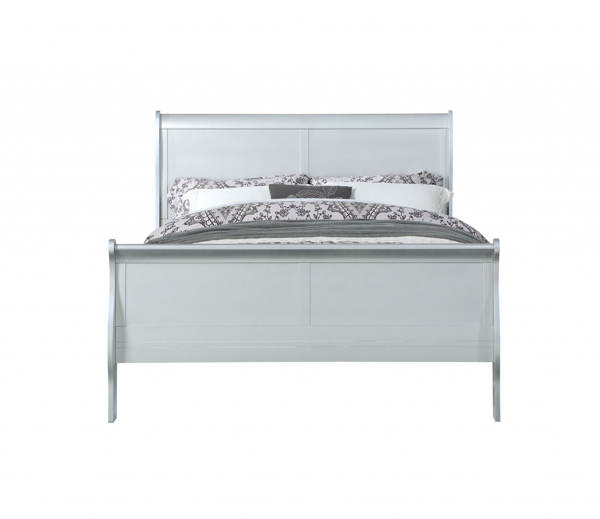 King Silver Sleigh Bed