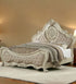 King Tufted Beige Upholstered Linen Bed With Nailhead Trim