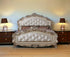 Queen Tufted Brown And Brown and Black Upholstered Silk Bed With Nailhead Trim