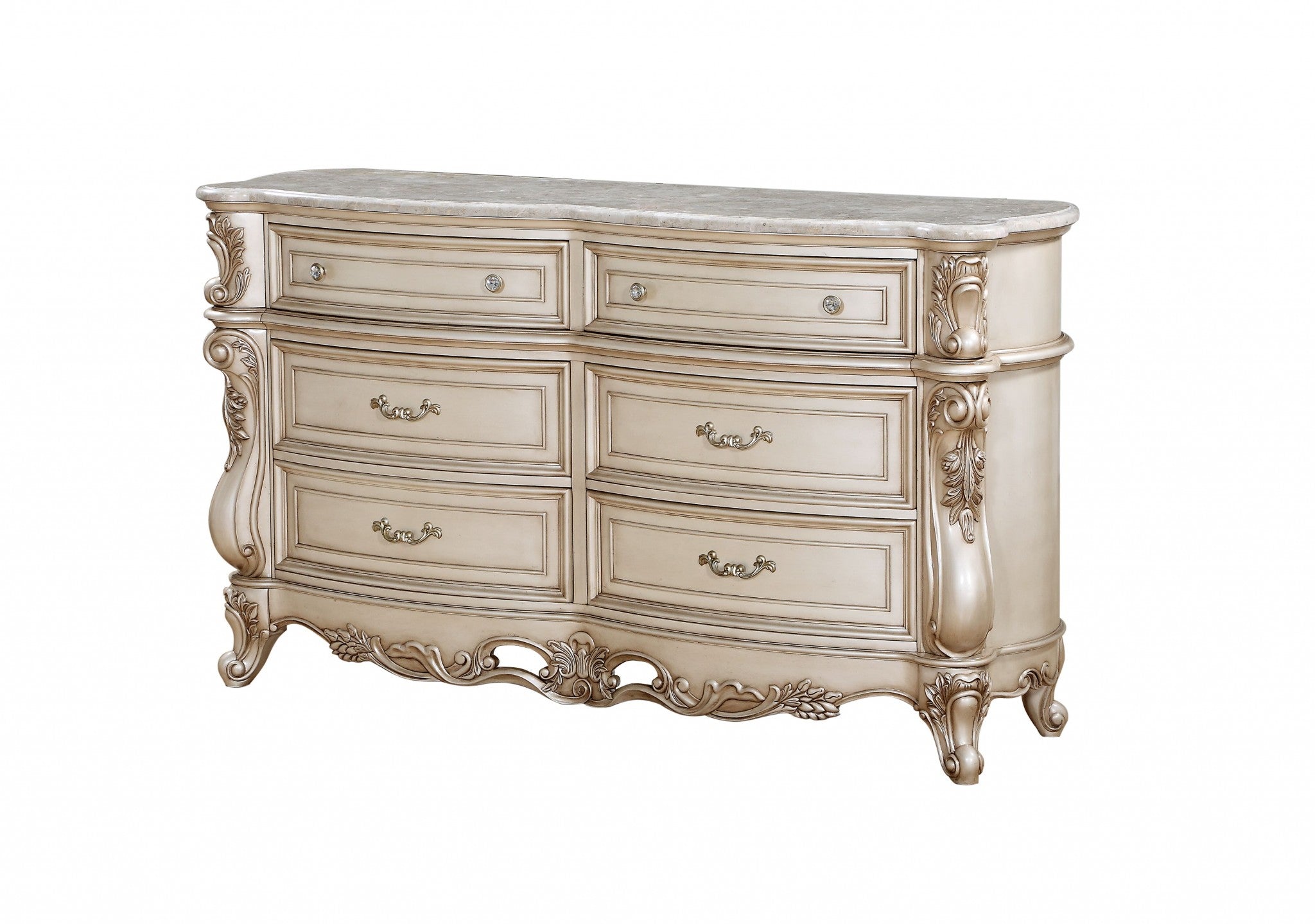 21" Beige Solid Wood Double Dresser