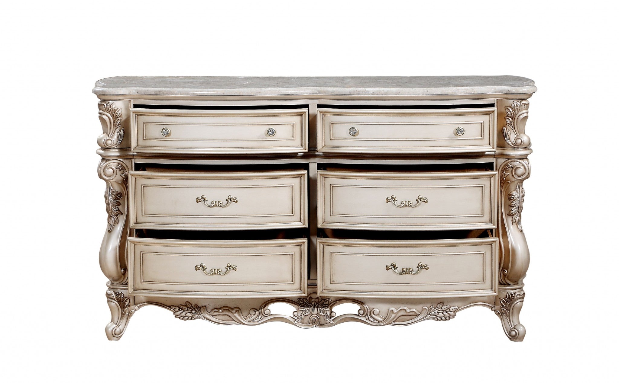 21" Beige Solid Wood Double Dresser