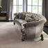55" Gray Velvet Curved Floral Sofa And Toss Pillows With Champagne Legs