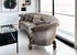 55" Gray Velvet Curved Floral Sofa And Toss Pillows With Champagne Legs