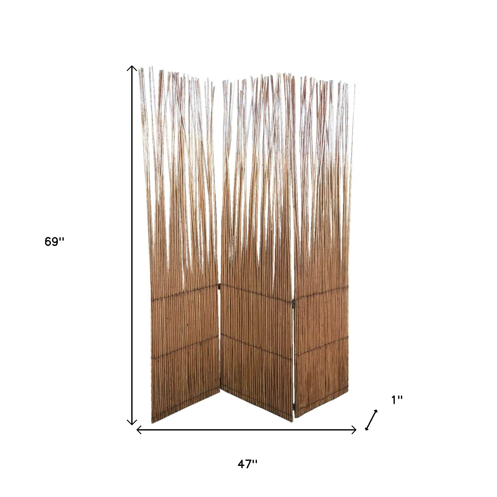 Three Panel Natural Willow Room Divider Screen