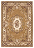 8'X11' Beige Ivory Machine Woven Hand Carved Floral Medallion Indoor Area Rug