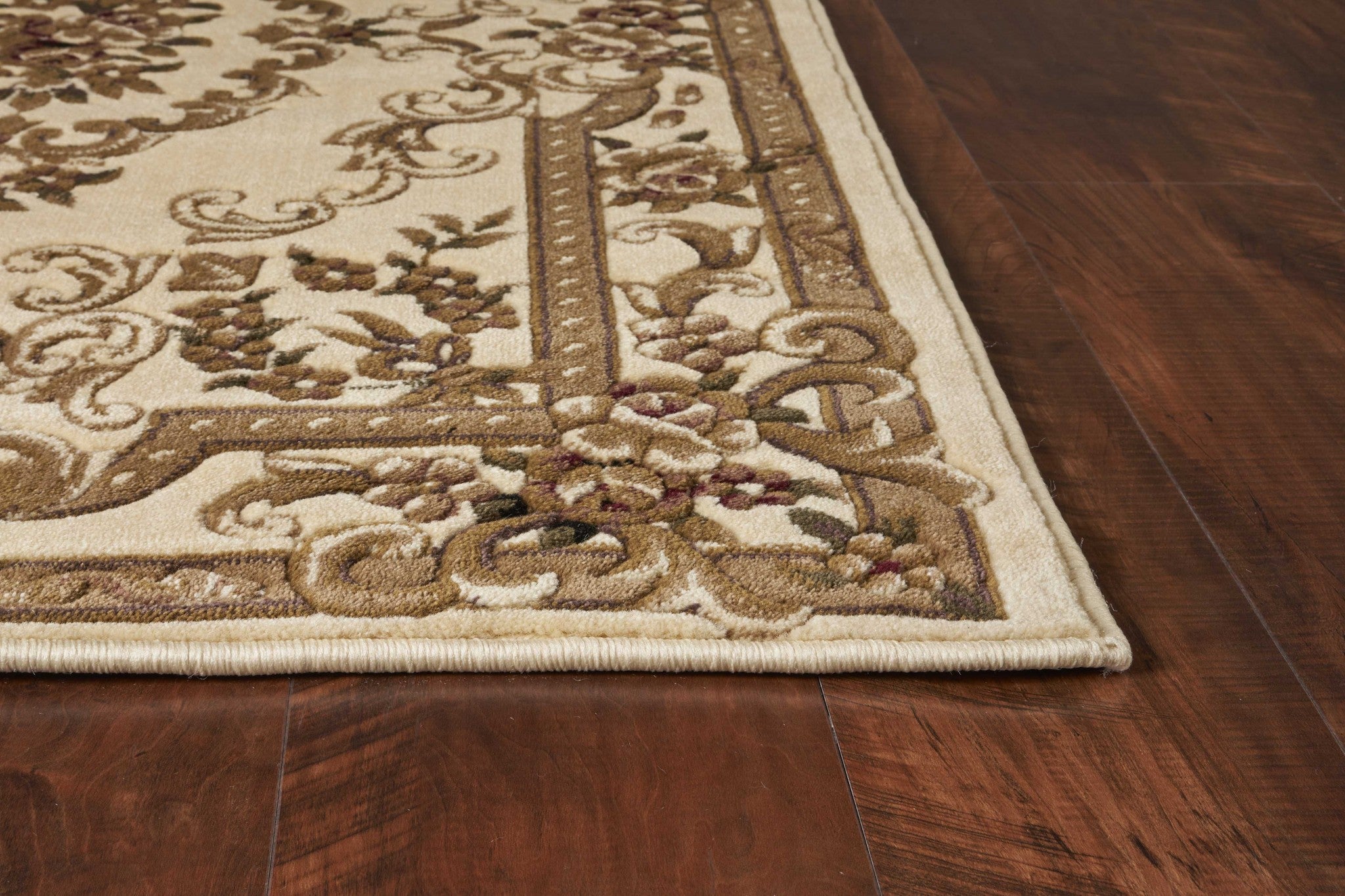 8' Ivory Round Floral Area Rug