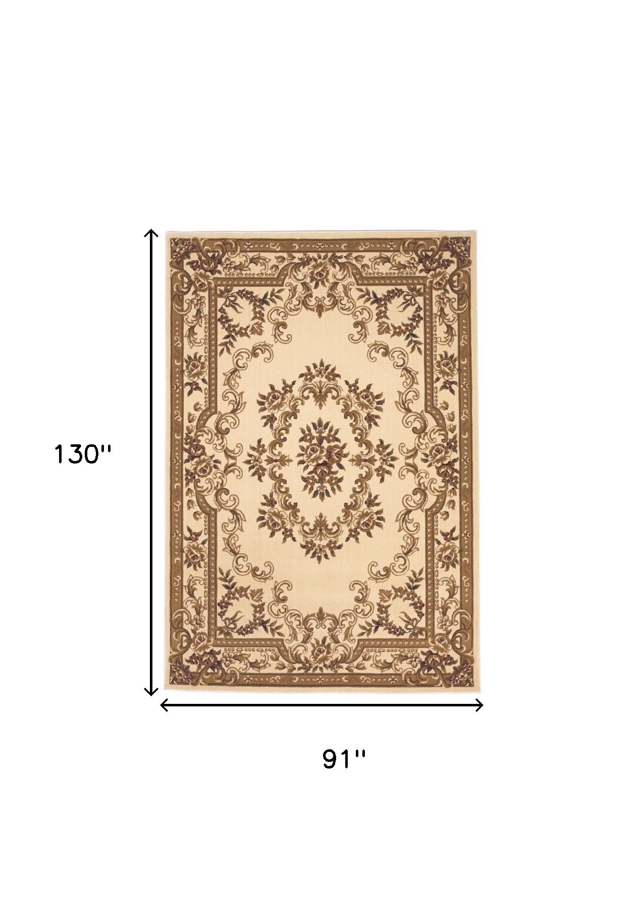 8' Ivory Round Floral Area Rug