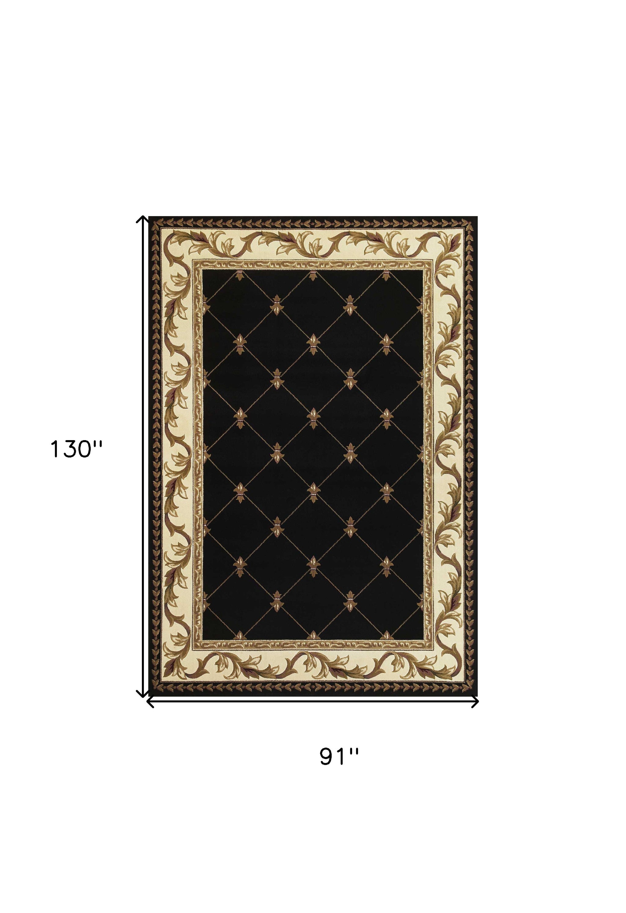 7' X 10'  Polypropylene Black Area Rug