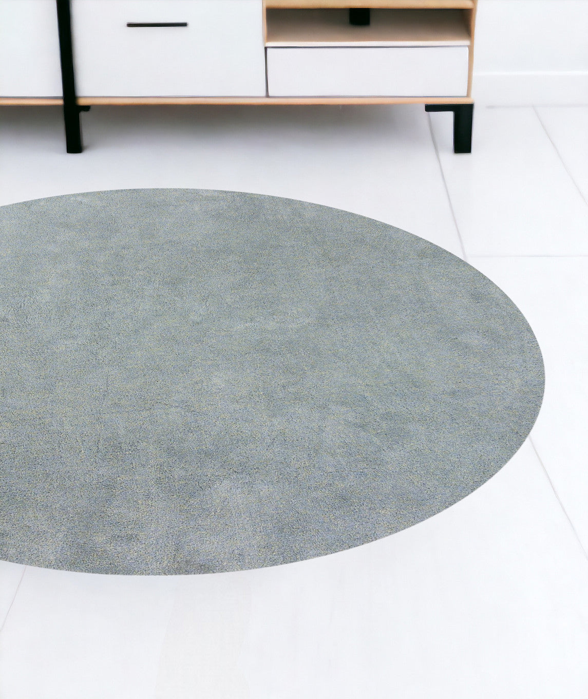 6' Blue Heather Round Indoor Shag Rug