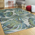 5' X 8' Teal Or Green Tropical Leaves Indoor Area Rug